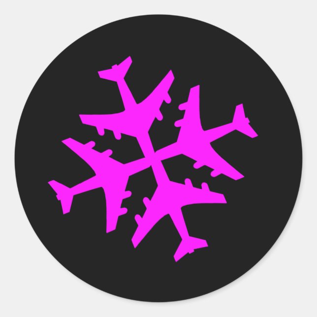 Airplane Snowflake Classic Round Sticker (Front)