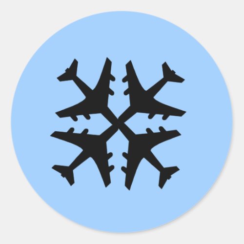 Airplane Snowflake Classic Round Sticker