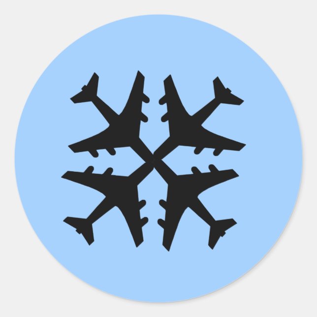 Airplane Snowflake Classic Round Sticker (Front)