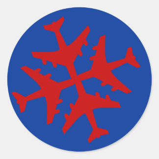 Airplane Snowflake Classic Round Sticker