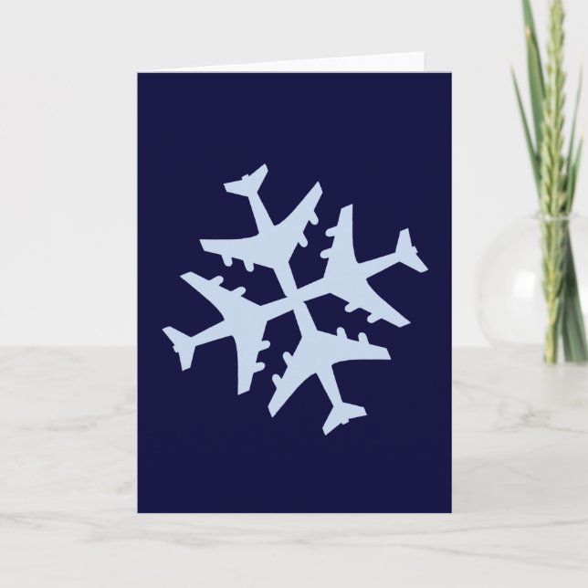 Airplane Snowflake Holiday Card (Front)