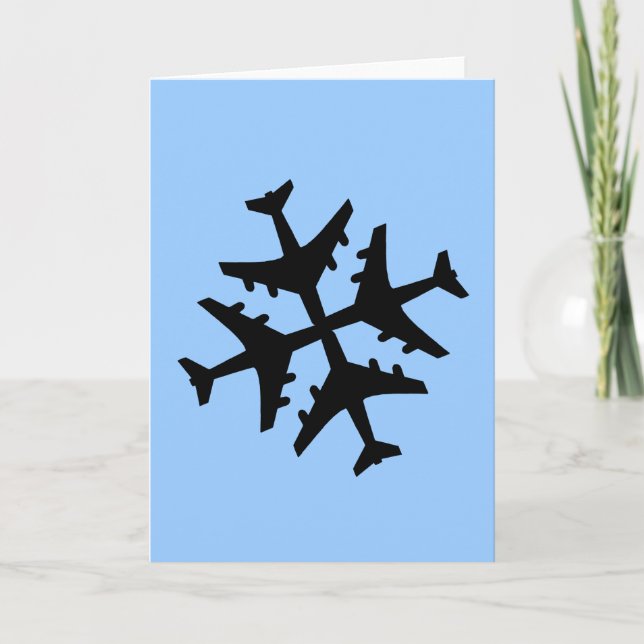 Airplane Snowflake Holiday Card (Front)