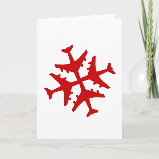 Airplane Snowflake Holiday Card (Front)