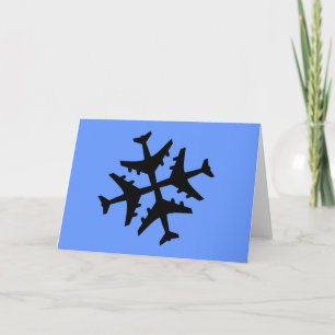 Airplane Snowflake Holiday Card