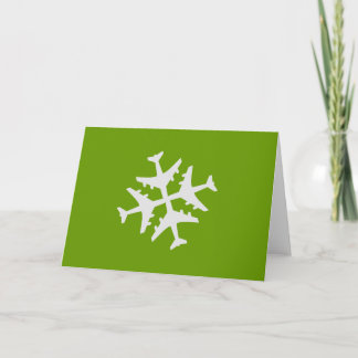 Airplane Snowflake Holiday Card