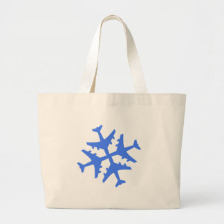 Airplane Snowflake Large Tote Bag