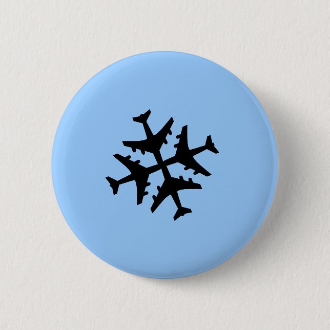 Airplane Snowflake Pinback Button (Front)