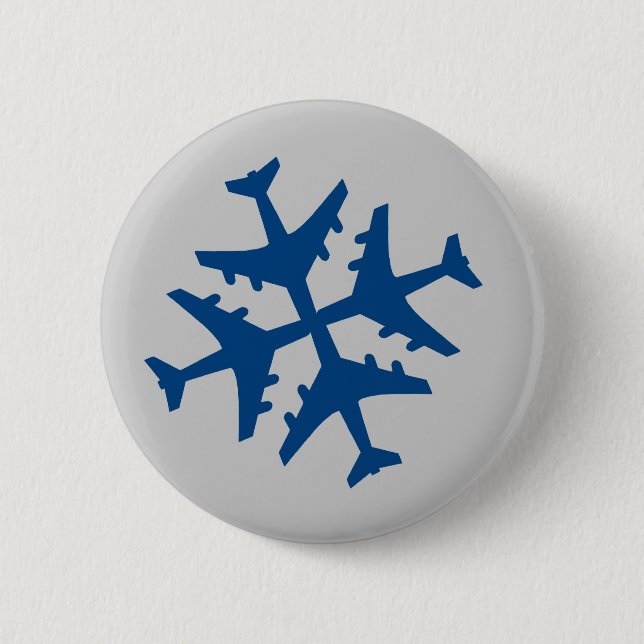 Airplane Snowflake Pinback Button (Front)