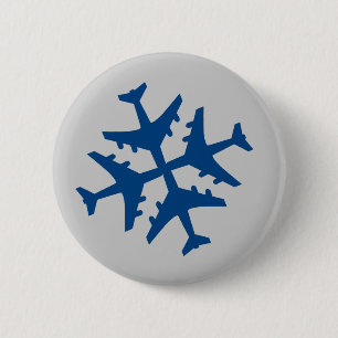 Airplane Snowflake Pinback Button