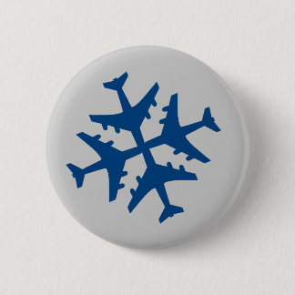 Airplane Snowflake Pinback Button