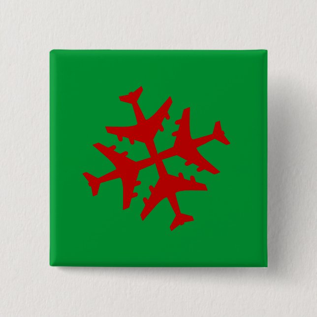 Airplane Snowflake Pinback Button (Front)