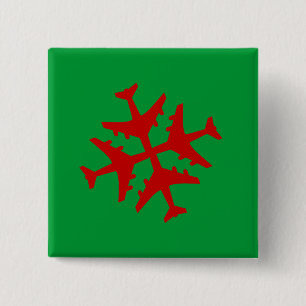 Airplane Snowflake Pinback Button