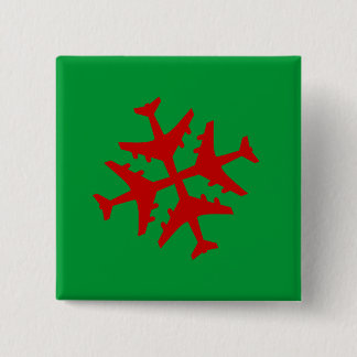 Airplane Snowflake Pinback Button