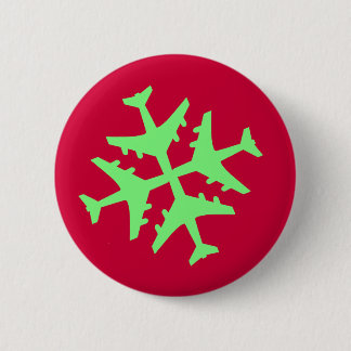 Airplane Snowflake Pinback Button