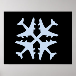 Airplane Snowflake Poster