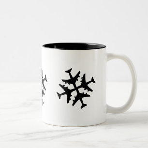 Airplane Snowflake Two-Tone Coffee Mug