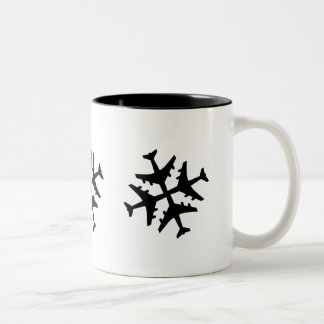 Airplane Snowflake Two-Tone Coffee Mug