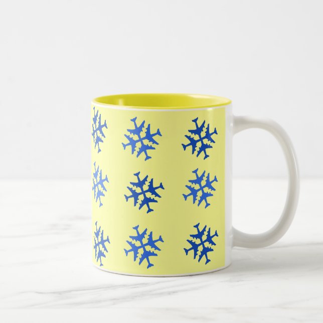 Airplane Snowflake Two-Tone Coffee Mug (Right)