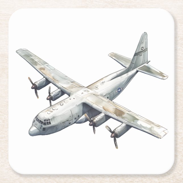 Airplane Square Paper Coaster (Front)
