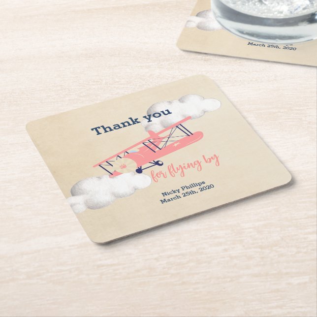 Airplane Square Paper Coaster,  Coaster (Angled)