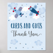 Airplane Stars Clouds Birthday Cards & Gifts Poster