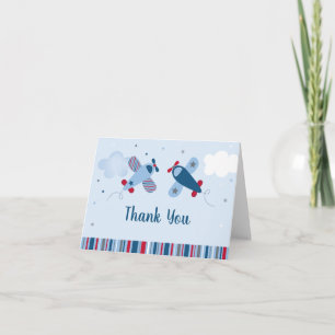 Airplane Stars Clouds Birthday Thank You Card