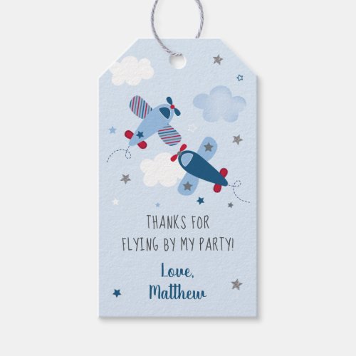 Airplane Stars Clouds Birthday Thank You Gift Tags
