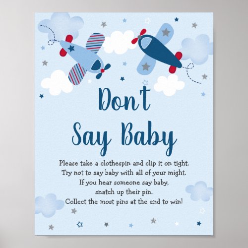 Airplane Stars Clouds Dont Baby Game Poster