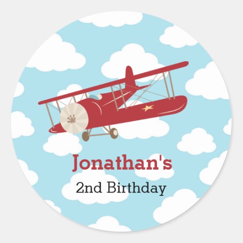 Airplane Stickers Vintage Red Plane Boy Favor