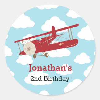 Airplane Stickers (Vintage Red Plane Boy Favor