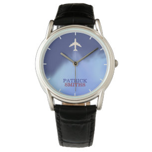airplane stylish men . watch with his name