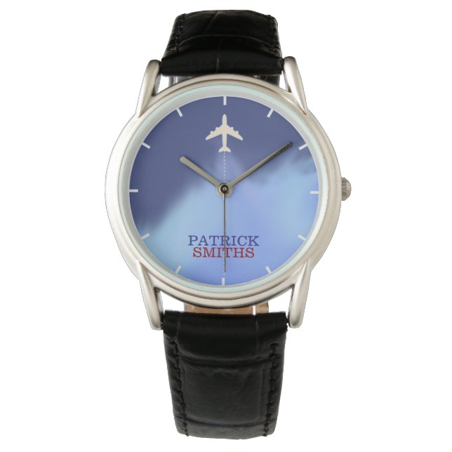 airplane stylish men . watch with his name (Front)