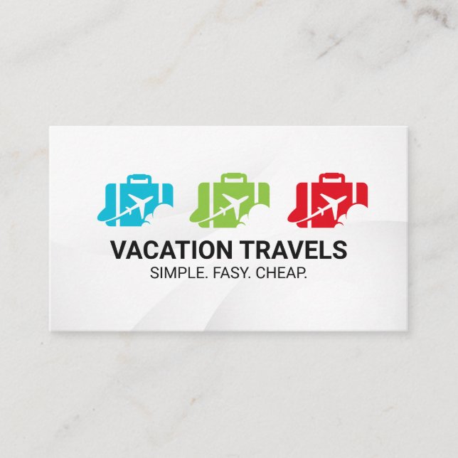 Airplane Suitcase Logo Business Card (Front)