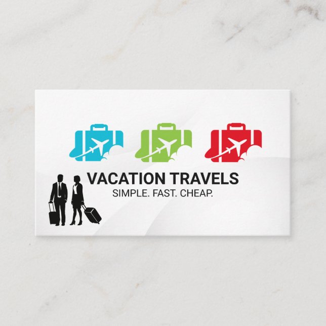 Airplane Suitcase Logo | Business People Business Card (Front)