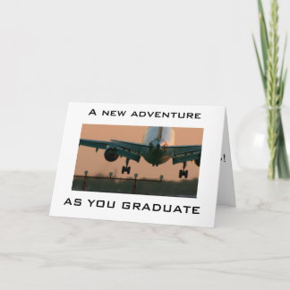AIRPLANE TAKING OFF-CONTRATS TO THE GRADUATE CARD
