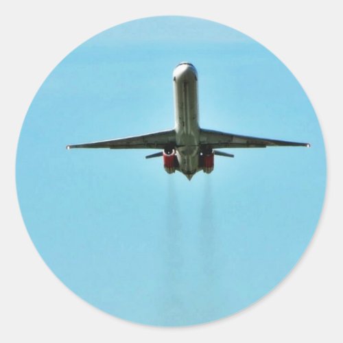 Airplane Taking Off On Airport Classic Round Sticker