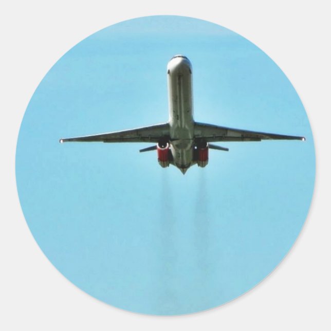 Airplane Taking Off On Airport Classic Round Sticker (Front)