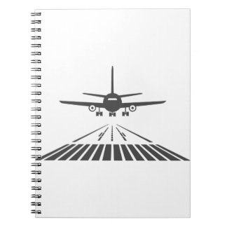 Airplane Taking Off Runway Illustration Notebook