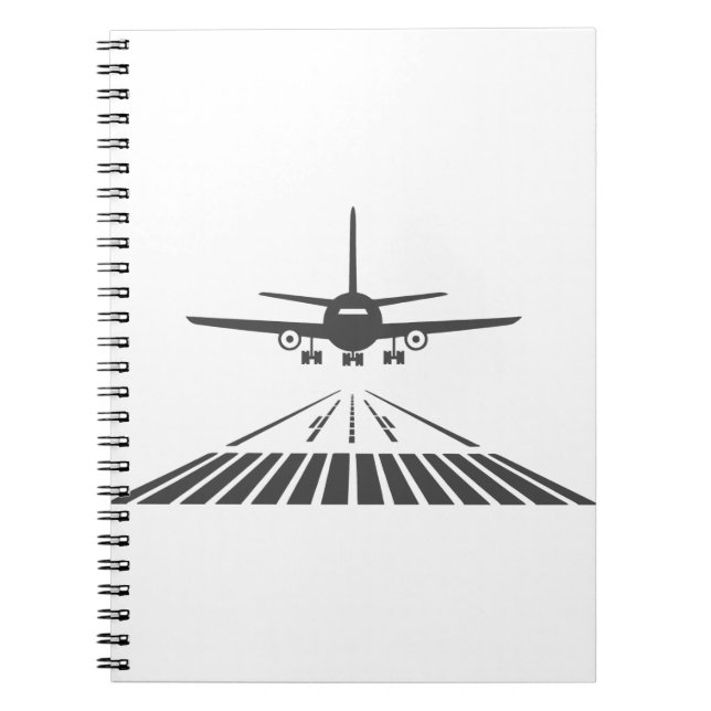 Airplane Taking Off Runway Illustration Notebook (Front)