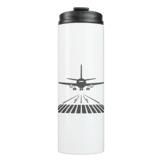 Airplane Taking Off Runway Illustration Thermal Tumbler