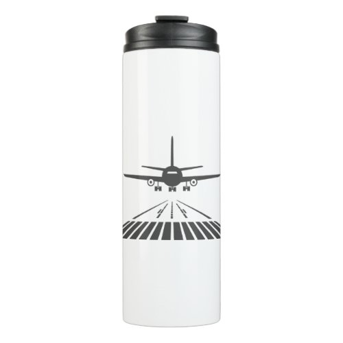 Airplane Taking Off Runway Illustration Thermal Tumbler