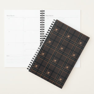 Airplane Tartan Plaid in Brown Planner