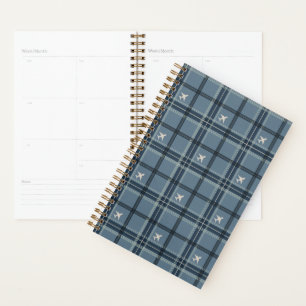 Airplane Tartan Plaid in Colonial Blue Planner