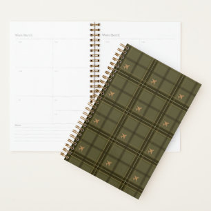 Airplane Tartan Plaid in Olive Green Planner