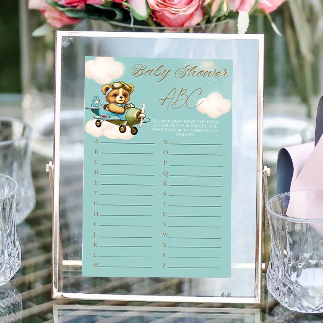 Airplane Teddy Bear Baby Shower Game ABC (Airplane Teddy Bear Baby Shower Game ABC)
