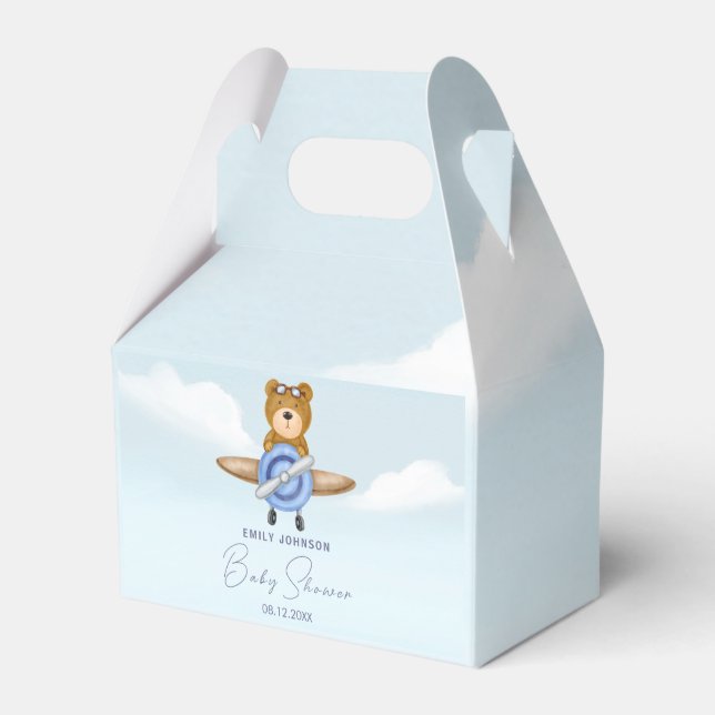 Airplane Teddy Bear  Favor Boxes (Front Side)