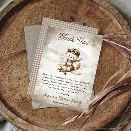 Airplane Teddy Bear Special Delivery Baby Shower Thank You Card