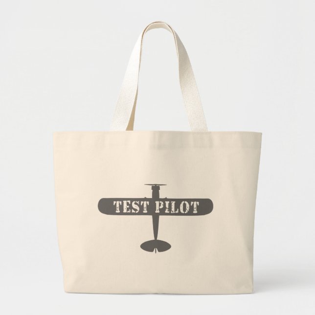 Airplane & Test Pilot Large Tote Bag (Front)