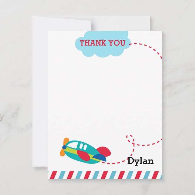 Airplane Thank You Card - Plane Aeroplane (Front)