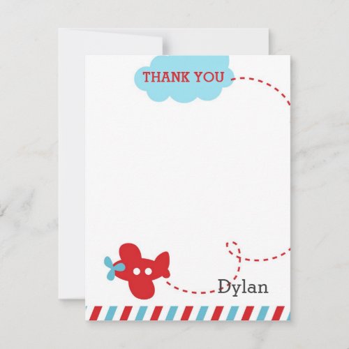 Airplane Thank You Card - Plane Aeroplane